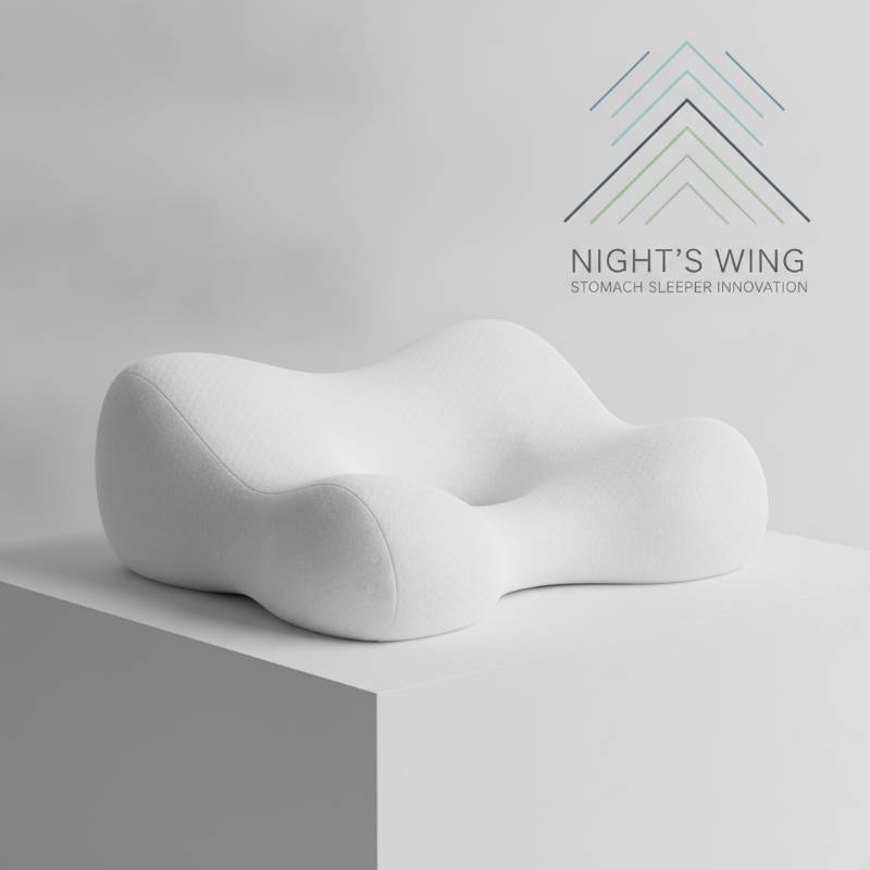 A flat, butterfly-shaped cervical pillow designed specifically for stomach sleepers.