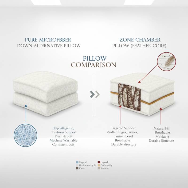 Comparison of standard down alternative pillow and zone chamber pillow