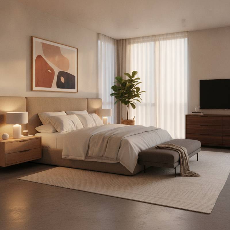 Cozy, luxurious bedroom with 1Concier pillows