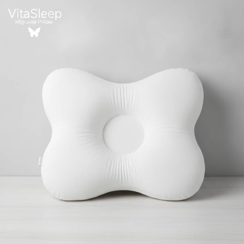 The VitaSleep Migraine Pillow showing its unique butterfly contour shape.