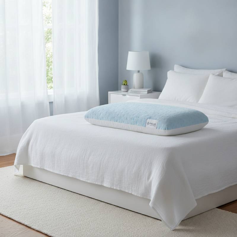 A high-end memory foam pillow on a modern bed setup