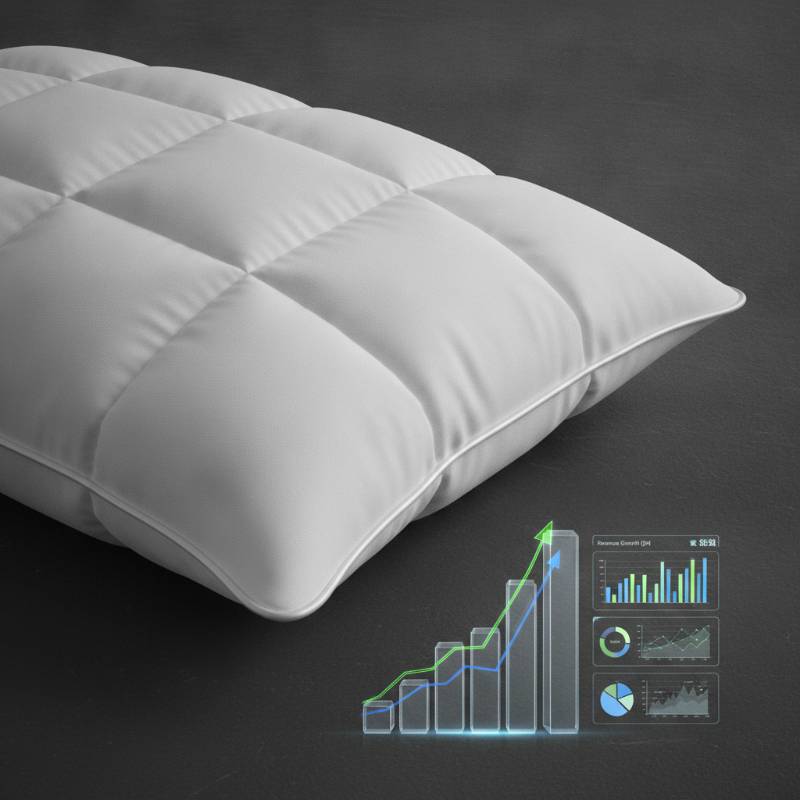 A luxurious white pillow showing the fine weave of SoLoft German cotton twill fabric and white satin piping