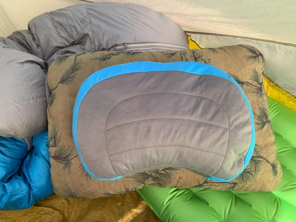 Foam and inflatable camping pillows compared inside a tent