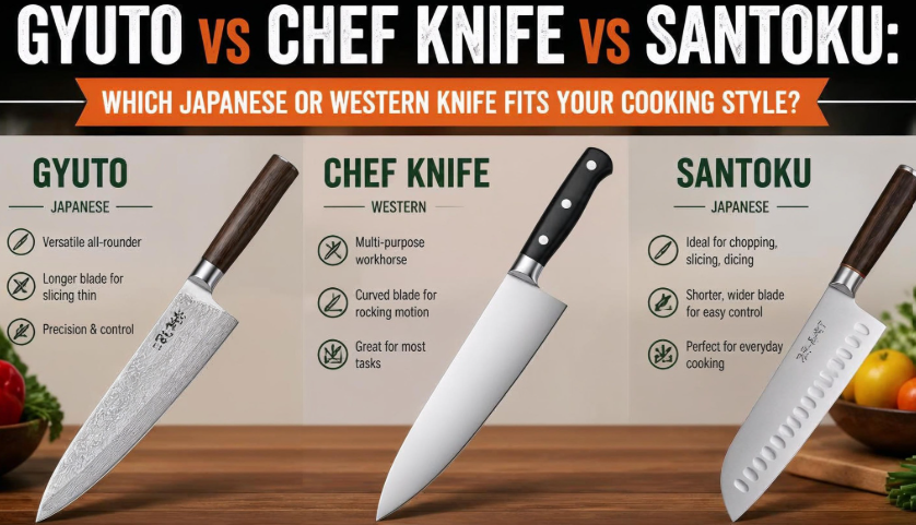 Gyuto vs Chef Knife vs Santoku: Which Japanese or Western Knife Fits Your Cooking Style?