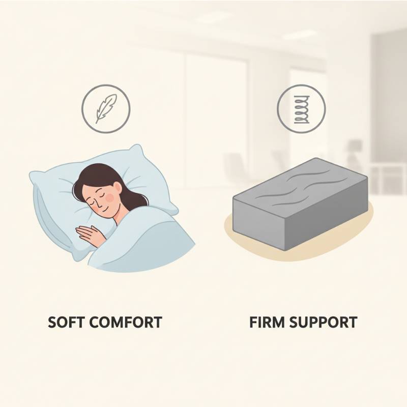 A person testing a soft pillow and feeling it sink too much.