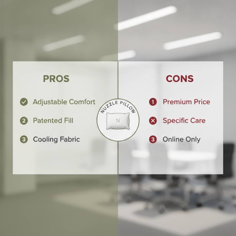 A list of pros and cons for the Nuzzle pillow.