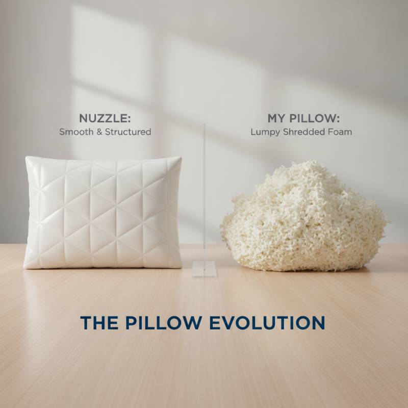 The Nuzzle pillow compared to a My Pillow.