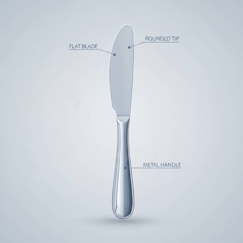 Diagram of a butter knife showing the blade and handle