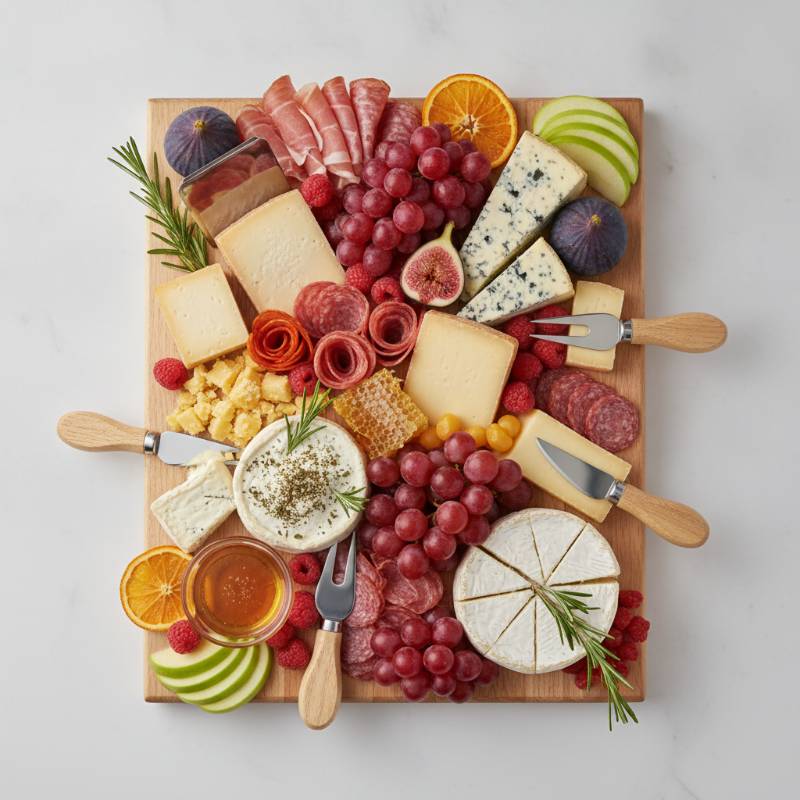 Perfect charcuterie board with matching specialty knives