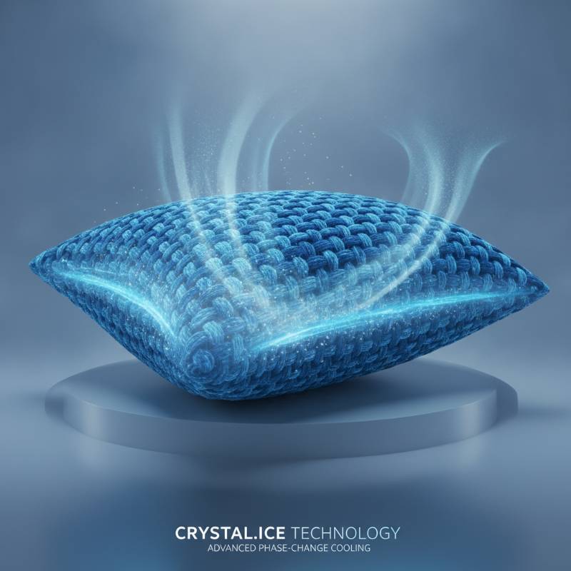 A graphic showing cooling fabric technology in a pillow