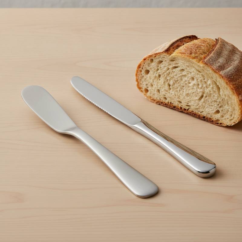 Butter Knife vs Dinner Knife side-by-side comparison on a clean wooden table