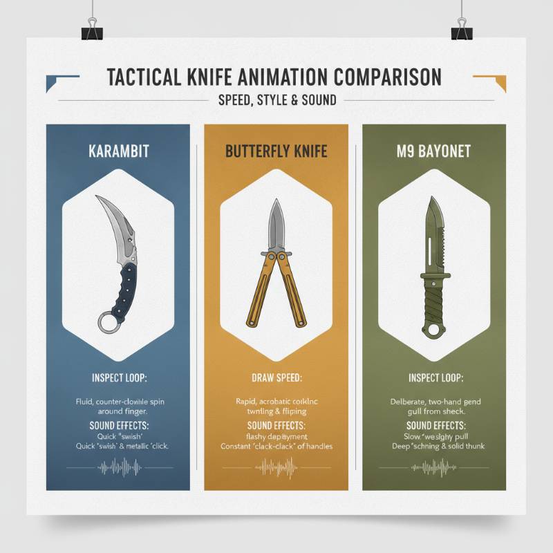 CS2 knife animations comparison chart