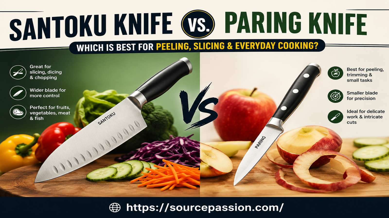 Santoku Knife vs. Paring Knife: Which Is Best for Peeling, Slicing & Everyday Cooking?