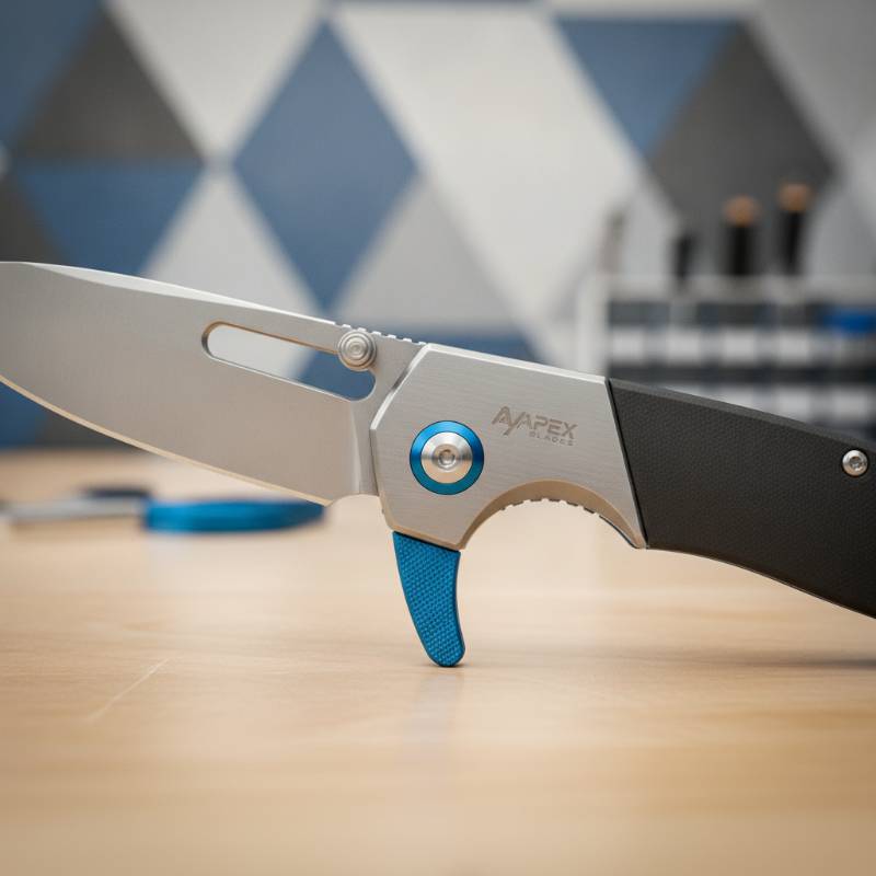 Spring-assisted pocket knife showing the flipper tab mechanism