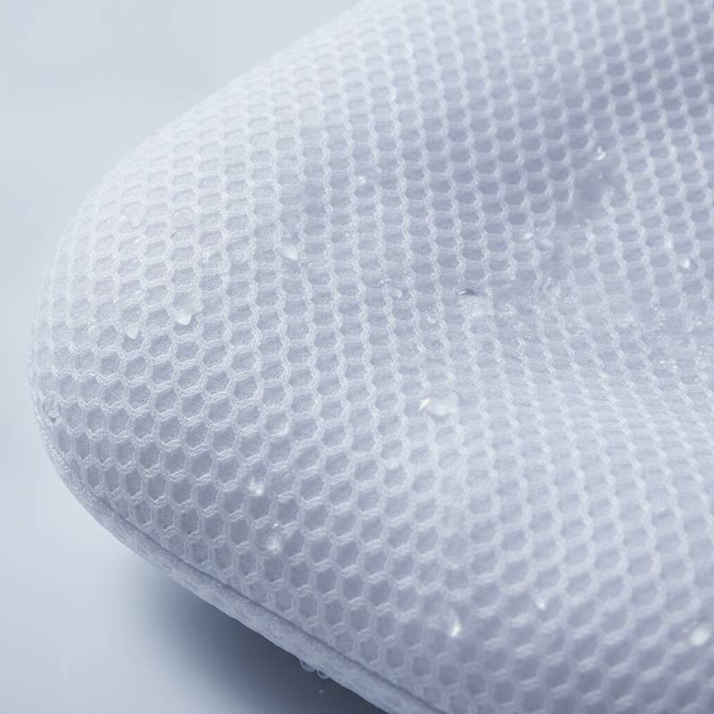 Close-up of 4D air mesh fabric texture on a bath pillow