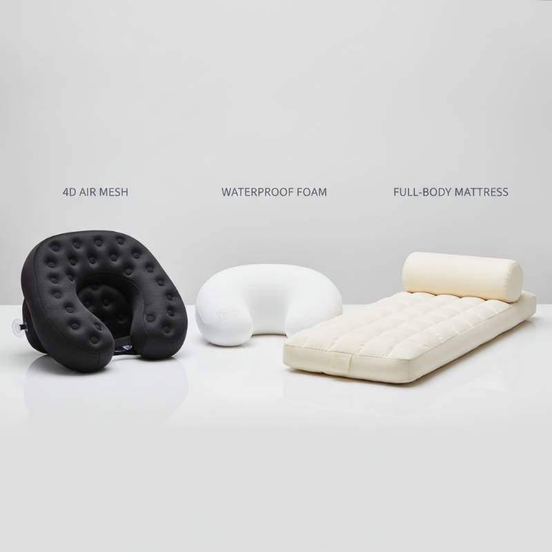 A side-by-side comparison of different luxury bath pillows