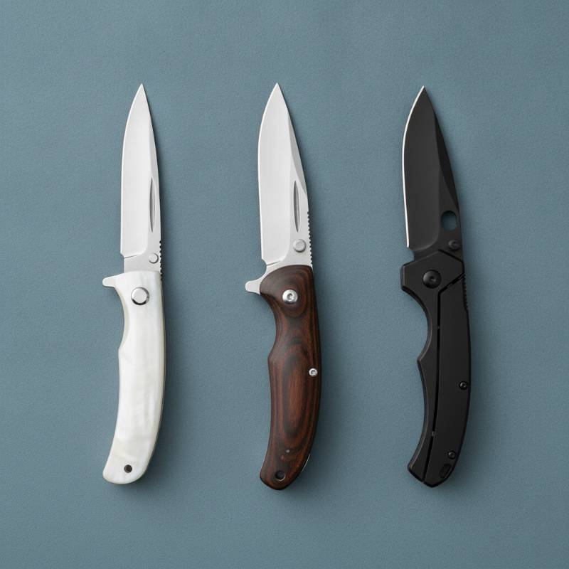 A collection of various stiletto knives including automatic, spring-assisted, and folding pocket knife models