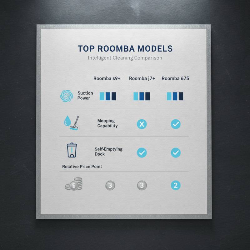 A comparison chart graphic showing Roomba models for pet hair